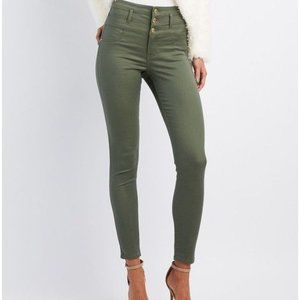 Refuge High Waist Skinny Jeans in Olive Green